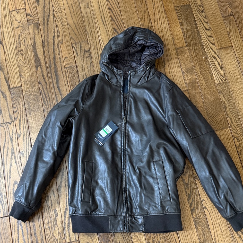 Men's Black Leather Hooded Jacket - Classic Hooded Bomber